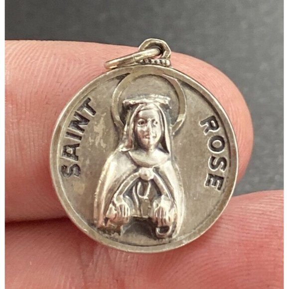 Creed | Jewelry | Vintage Creed Sterling Silver Saint Rose Medal Bust ...